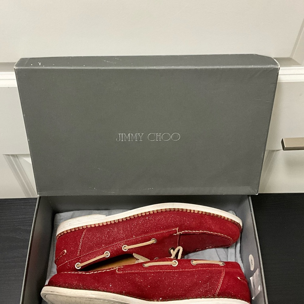 Jimmy Choo Red Suede Sneakers